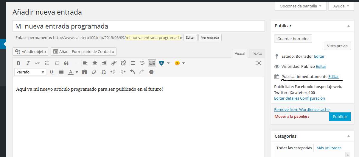 programar publicación de artículo
